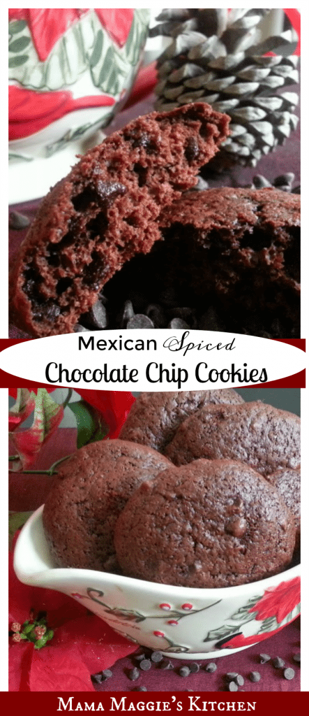 Easy Mexican Dessert Recipes - Mexican Spiced Chocolate Chip Cookies are yummy and make the perfect sweet treat by Mama Maggie's Kitchen.