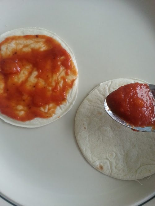 tomato sauce and tortillas