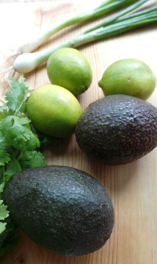 avocados, limes, cilantro and onions