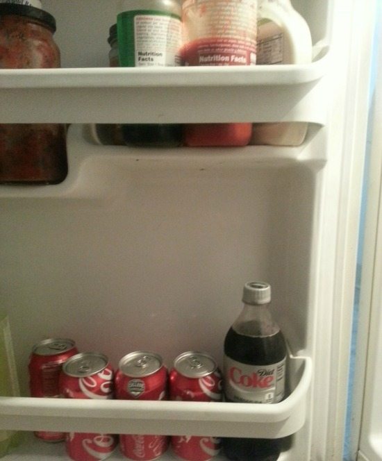 Coke and Diet Coke in the frige