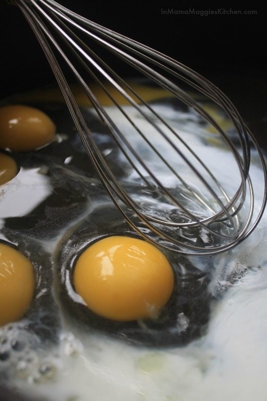 Eggs about to be whisked