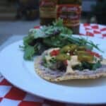 Bean and Nacho Cheese Tostada | In Mama Maggie's Kitchen