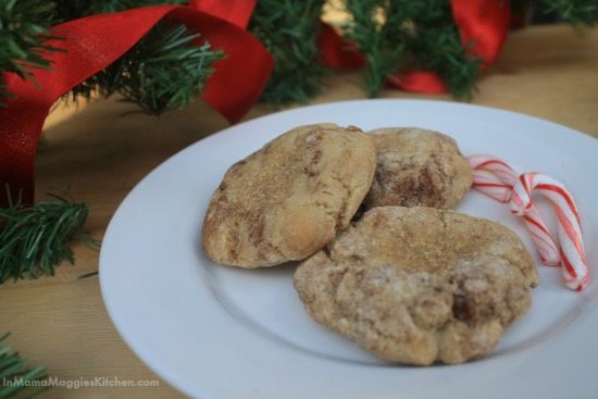 Diabetic Snickerdoodle Cookies served in a plate with candy canes