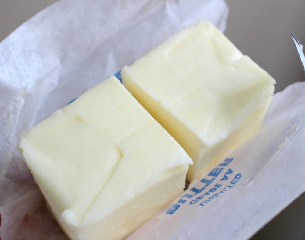 Butter cut in half