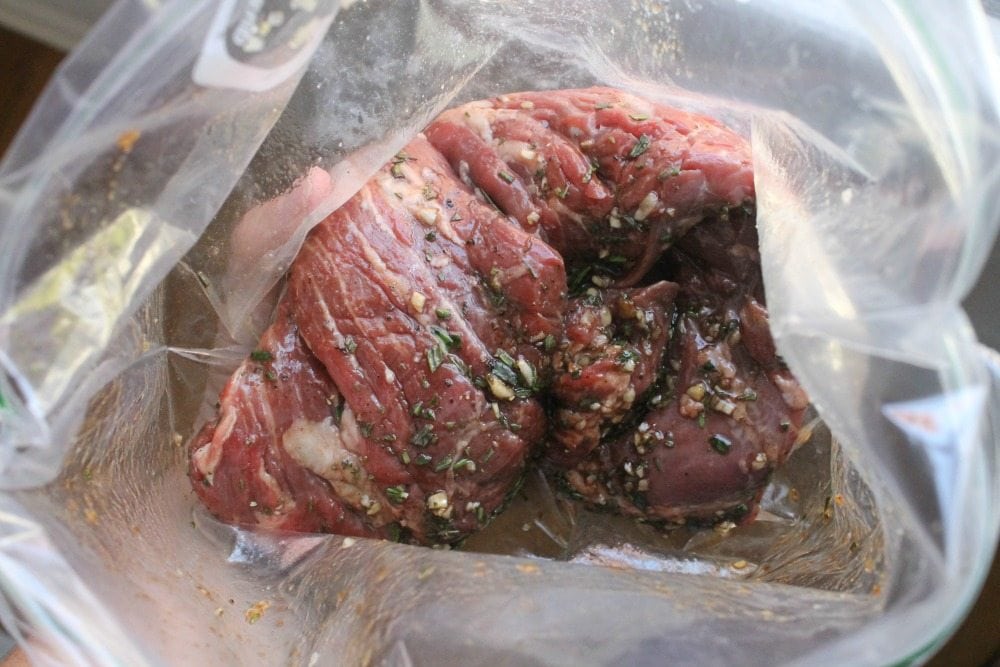 Marinating Rosemary Jalapeno Steak In a Plastic Bag