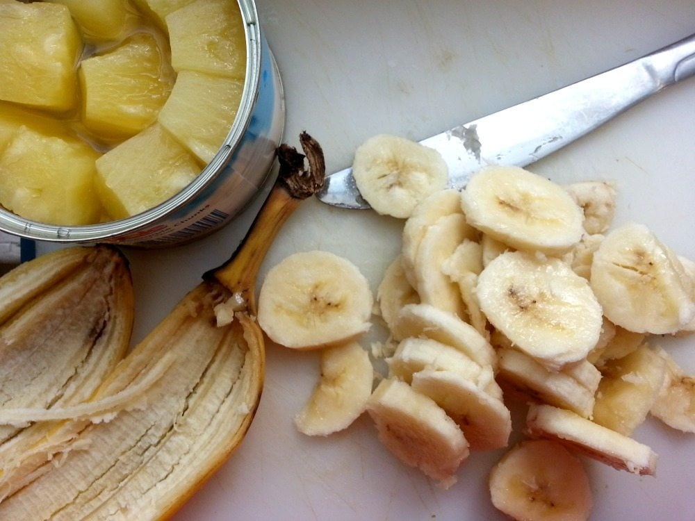Sliced Banana and Pineapple 