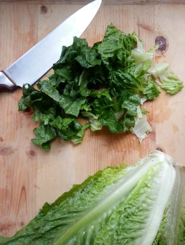 Chopped Lettuce with a knife