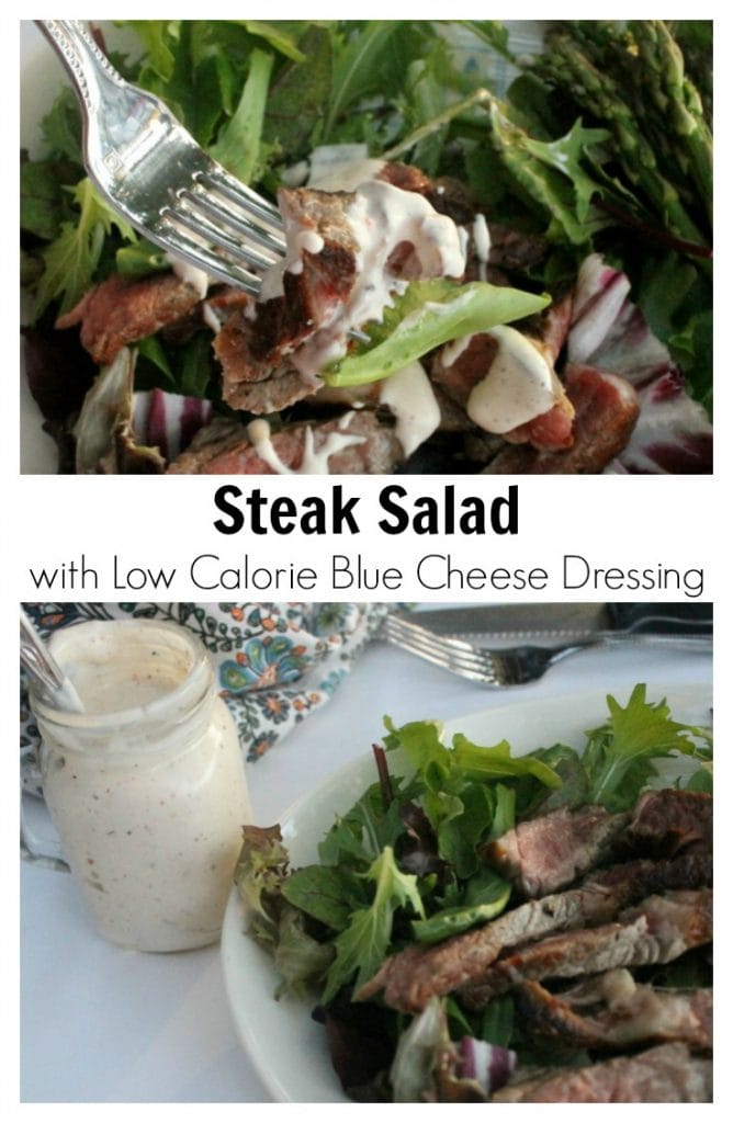 Steak Salad with Low Calorie Blue Cheese Dressing 