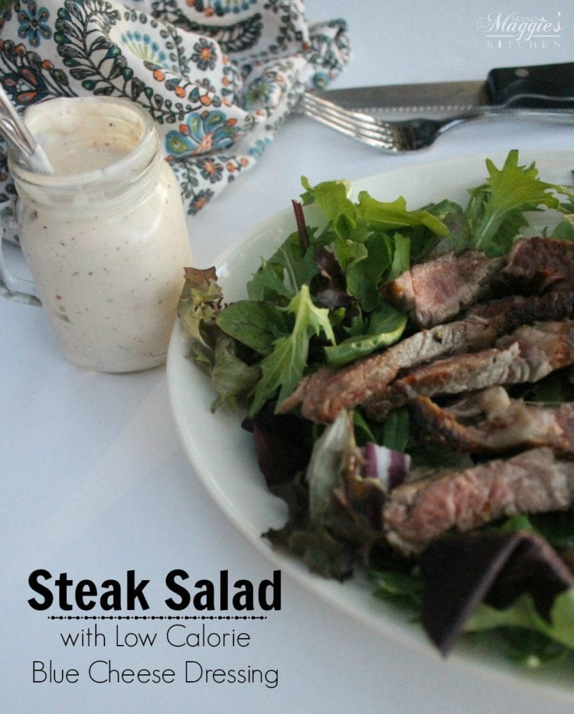 Steak Salad with Low Calorie Blue Cheese Dressing 