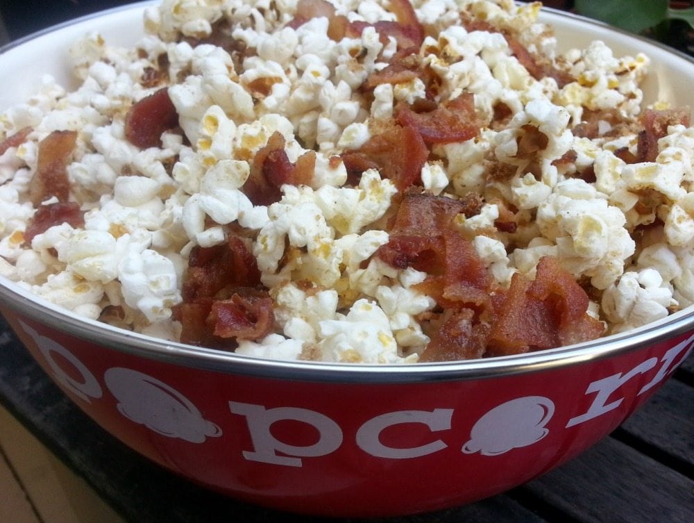 Bacon Popcorn served in a bowl