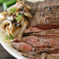 Grilled Balsamic Herb Steak with Grilled Onions - this recipe is perfect for outdoor entertaining, BBQ goodness at its best. - by Mama Maggie's Kitchen