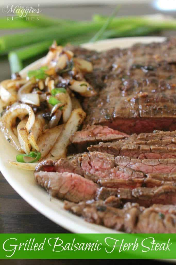 Grilled Balsamic Herb Steak with Grilled Onions