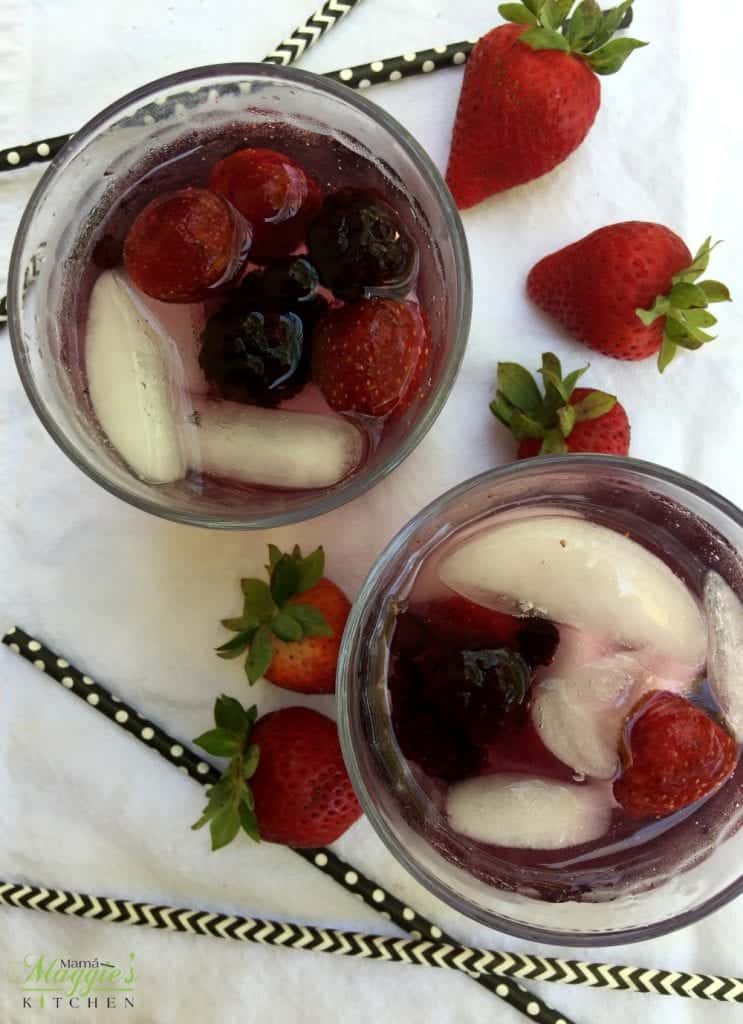 Mixed Berry Sangria Served in 2 glasses with ice