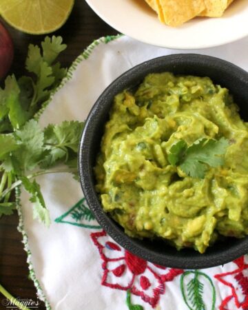 It’s not a party unless there’s a bowl of Creamy Guacamole and bag of chips on the table. Always a crowd pleaser, always yummy. By Mama Maggie’s Kitchen