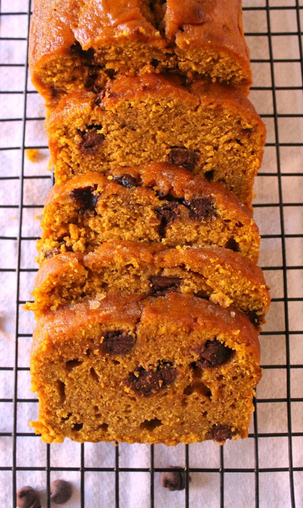 Pumpkin Chocolate Chip Bread - a classic fall dessert that everyone loves and looks forward to each year. Yummy, soft, and perfect for those cold mornings. - by Mama Maggie's Kitchen