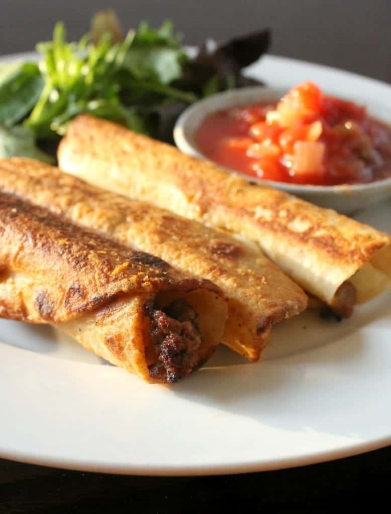 Classic Ground Beef Taquitos and Salsa