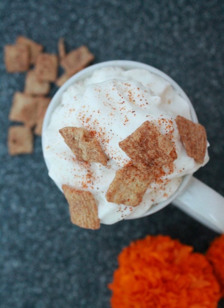 Cinnamon Toast Crunch Mexican Coffee is a delicious way to celebrate Día de los Muertos. Sweet eats for the sweet memories of our departed loved one. By Mama Maggie’s Kitchen