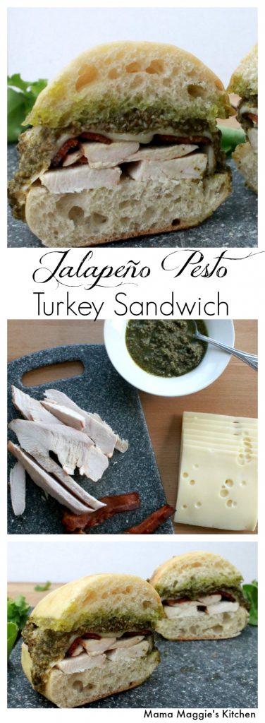 Don't know what to make with your Thanksgiving leftovers? Sink your teeth into this yummy and incredibly delicious Jalapeño Pesto Turkey Sandwich! Recipe by Mama Maggie's Kitchen