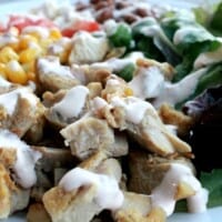Mexican Chicken Salad with Chipotle Lime Dressing is a healthy and yummy dish that comes together easily. Perfect for weeknight meals. By Mama Maggie’s Kitchen