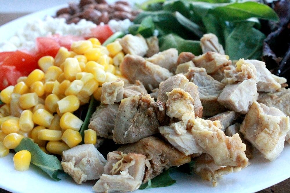 Mexican Chicken Salad with Chipotle Lime Dressing is a healthy and yummy dish that comes together easily. Perfect for weeknight meals. By Mama Maggie’s Kitchen