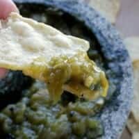 This Hatch Chile Salsa Verde is perfect for dipping or on tacos. Tangy and with just the right spicy kick that’ll make you reach for the next tortilla chip. By Mama Maggie’s Kitchen