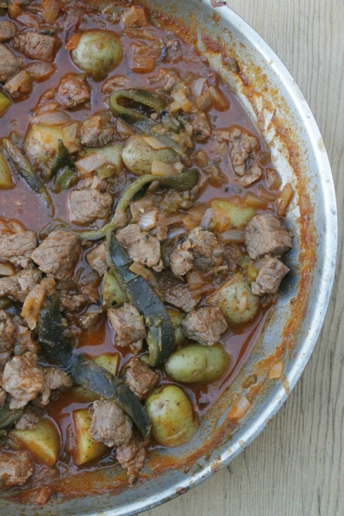 Beef with Roasted Poblano Chile and Potatoes, or Carne de Res con Rajas y Papas, is a classic Mexican recipe. This dish makes a yummy and flavorful weeknight meals. By Mama Maggie’s Kitchen