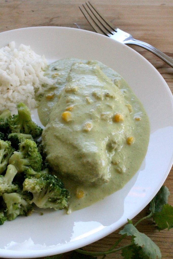 Chicken in Creamy Poblano Sauce (or Pollo en Crema de Chile Poblano) is a delicious Mexican food recipe that will make you beg for seconds. This truly is the definition of “awesome-sauce.” by Mama Maggie’s Kitchen