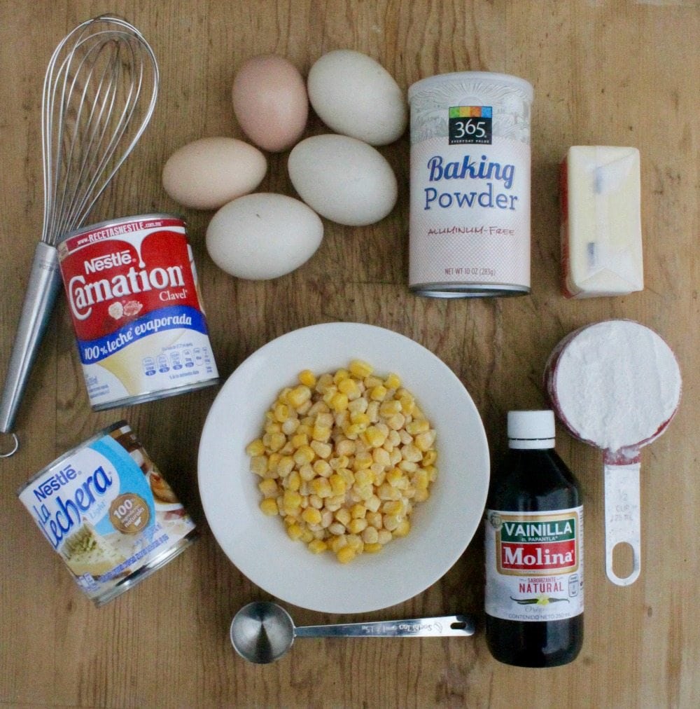 Ingredients for Pan de Elote