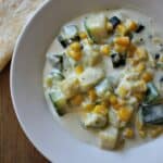 Easy Creamy Zucchini Corn and Poblano Chile (or Calabacitas con Elote y Rajas de Chile Poblano) is a yummy and delicious dish that comes together in minutes. It only takes a few ingredients, and food is ready! By Mama Maggie’s Kitchen