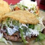 Gorditas stuffed with carne asada lettuce and cheese