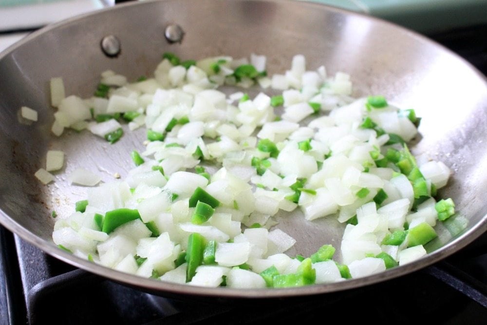 Onion and diced Jalapeno in a skillet