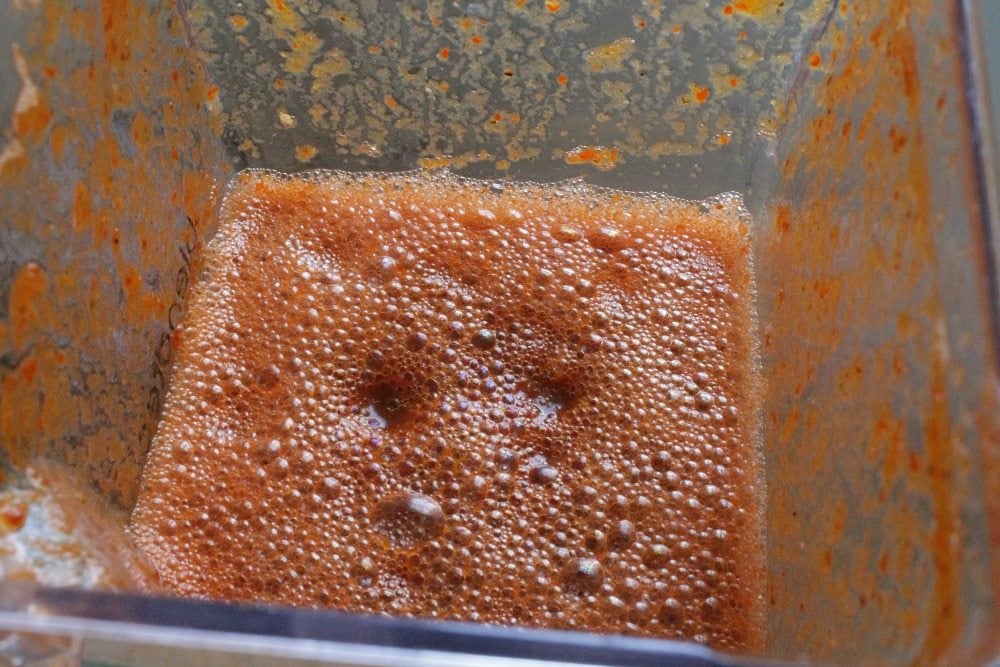 Spicy tomato sauce in a blender
