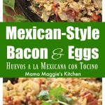 Huevos a la Mexicana con Tocino, or Mexican-Style Bacon and Eggs, is a yummy Mexican breakfast with a spin. Adding bacon elevates this dish to a whole, new delicious level. by Mama Maggie's Kitchen