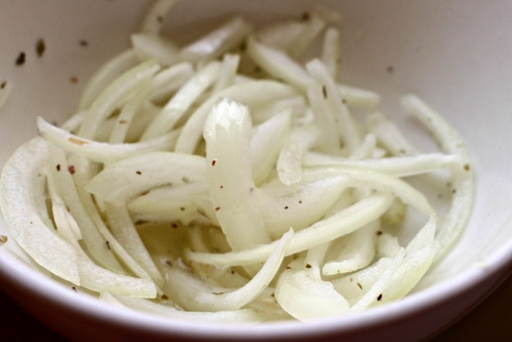 Pickled white onions in a bowl