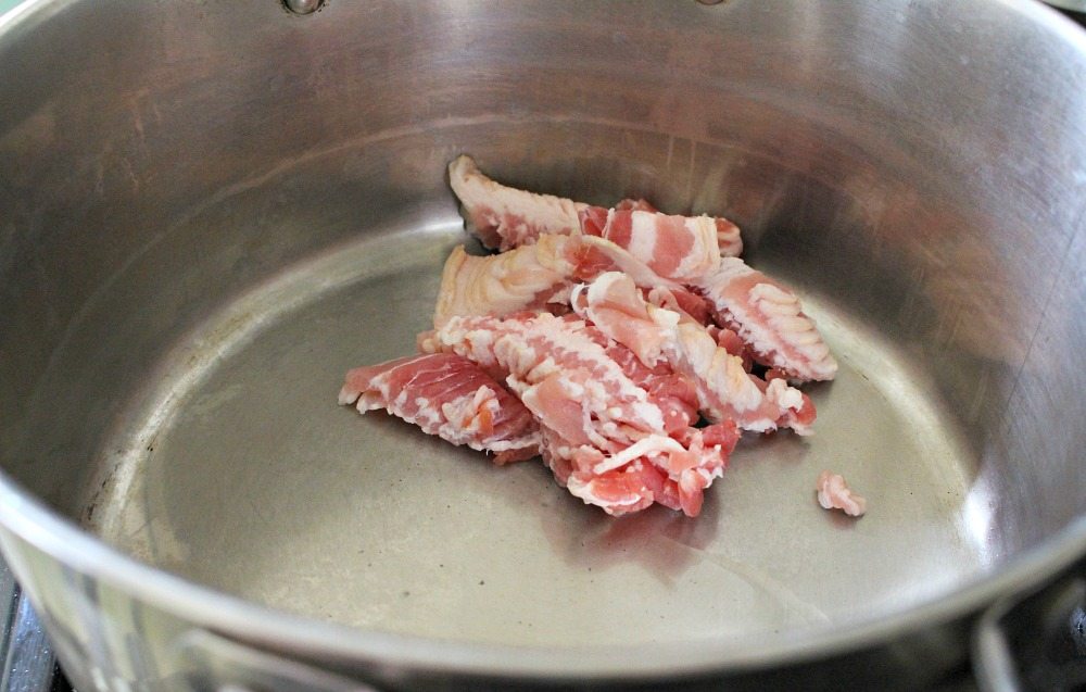 Bacon in a large pot