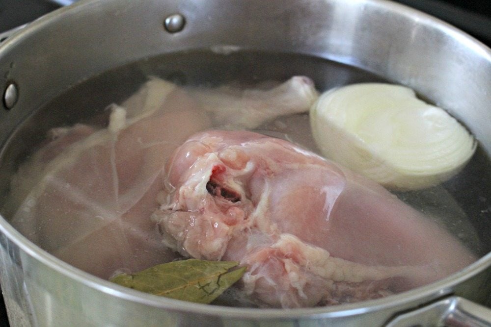 Cooking chicken in a pot
