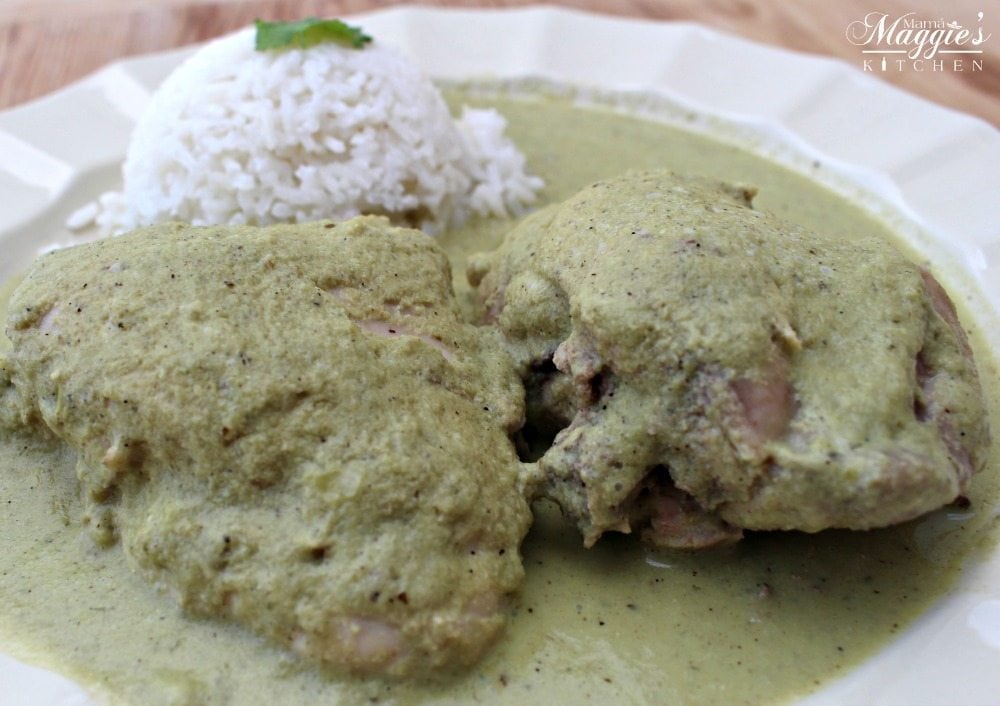 Pipián Verde, or Pumpkin Seed Sauce, with white rice