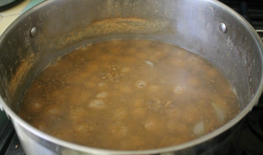 Pot of cooked Lentils 