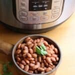 Bowl of Pinto beans next to an Instant Pot