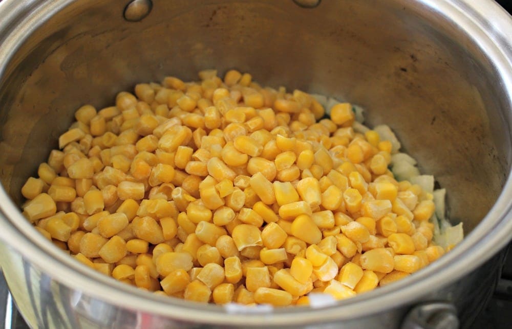 Yellow corn in a stock pot