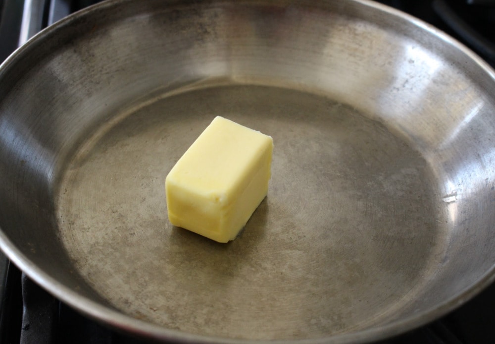 Half a stick of butter in a skillet