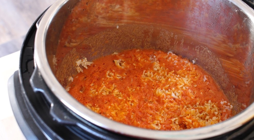 Cooked Mexican rice in an instant pot. 