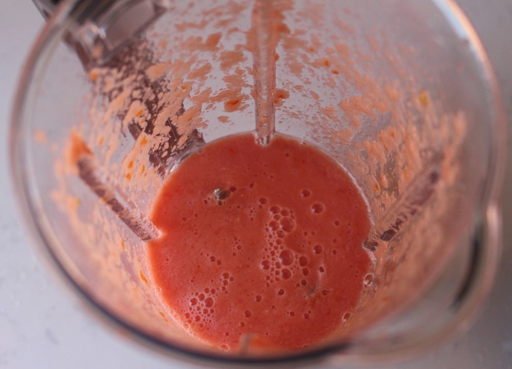 Tomato sauce in a blender. 