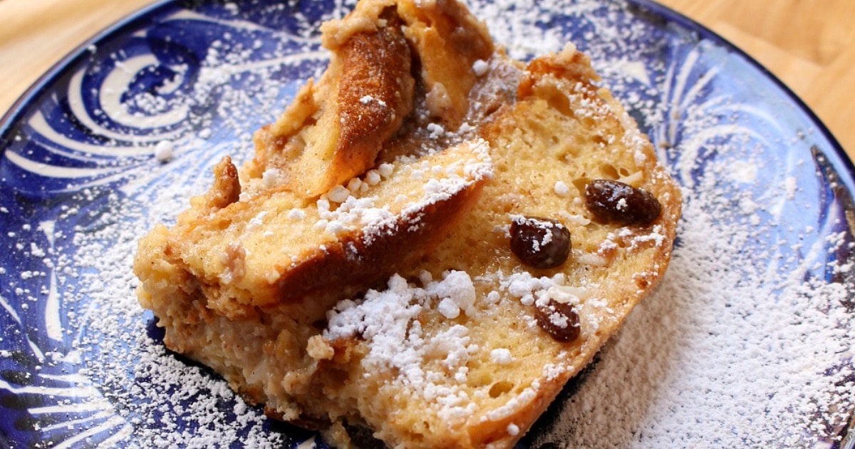 Conchas Bread Pudding (Capirotada de Conchas) is a delicious and decadent dessert. A different and delectable way to use everyone’s favorite Mexican sweet bread, conchas. By Mama Maggie's Kitchen