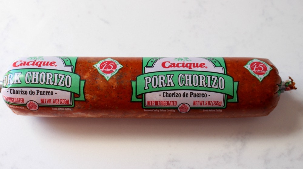 Pork chorizo in its package.