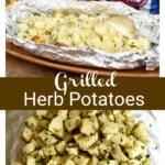 A collage of grilled herb potatoes.