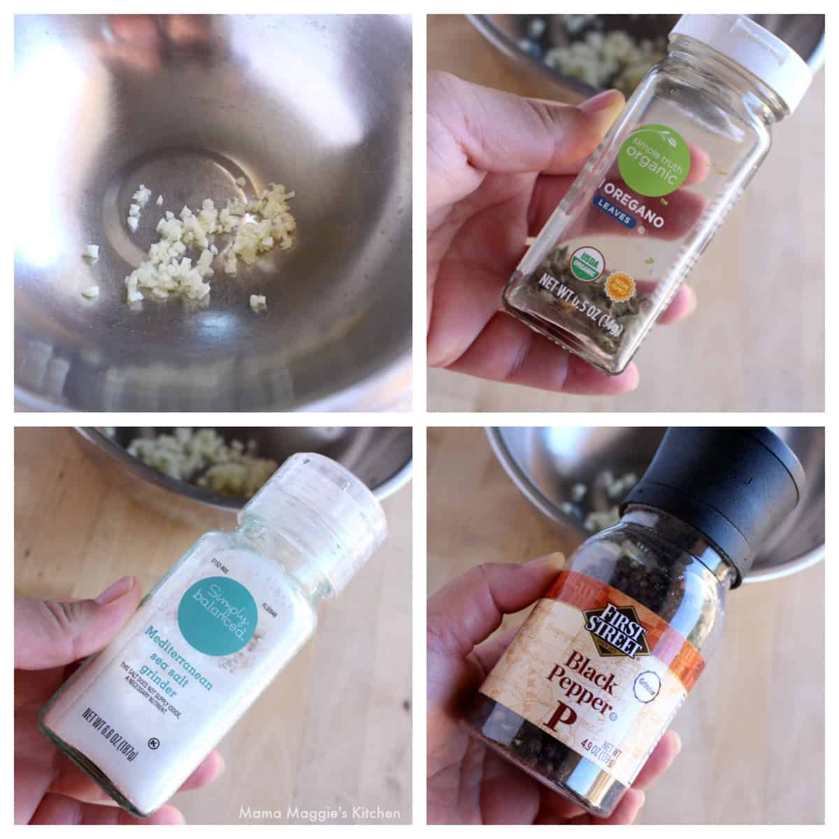 A collage showing how to make the marinade.