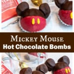 A collage showing the different Mickey Mouse Hot Chocolate Bombs.
