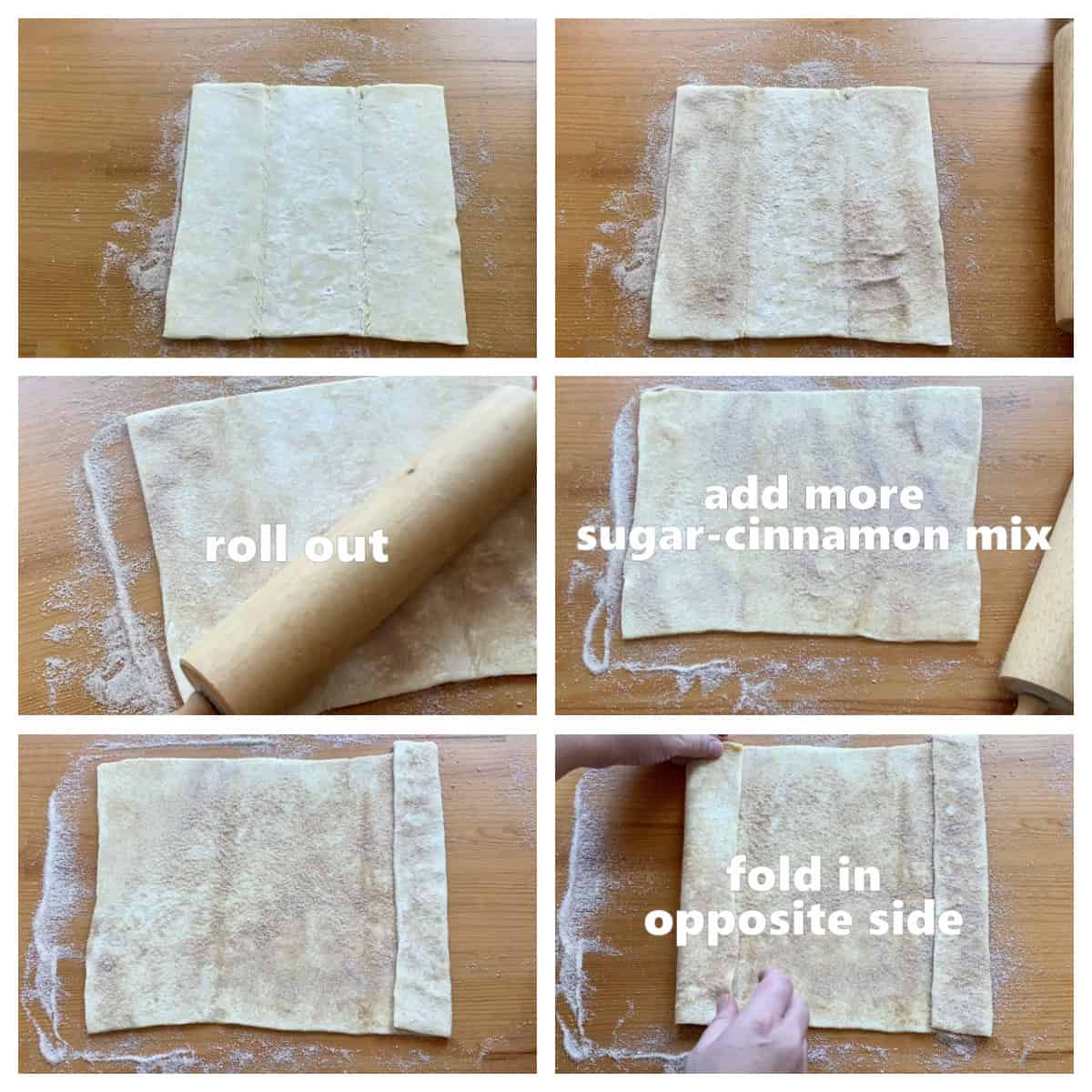 A collage showing how to form the cookies.