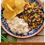 A plate with bean salad and creamy chipotle tuna salad.